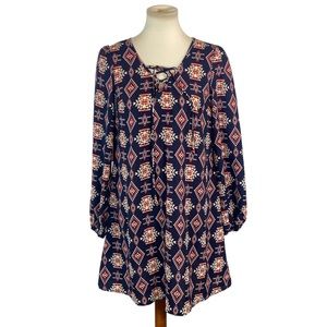 Woman’s Xhilaration  Aztec print long sleeve dress size L